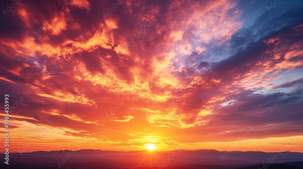 Vibrant Sunset Over Silhouetted Mountains Vibrant Sunset Over Silhouetted Mountains