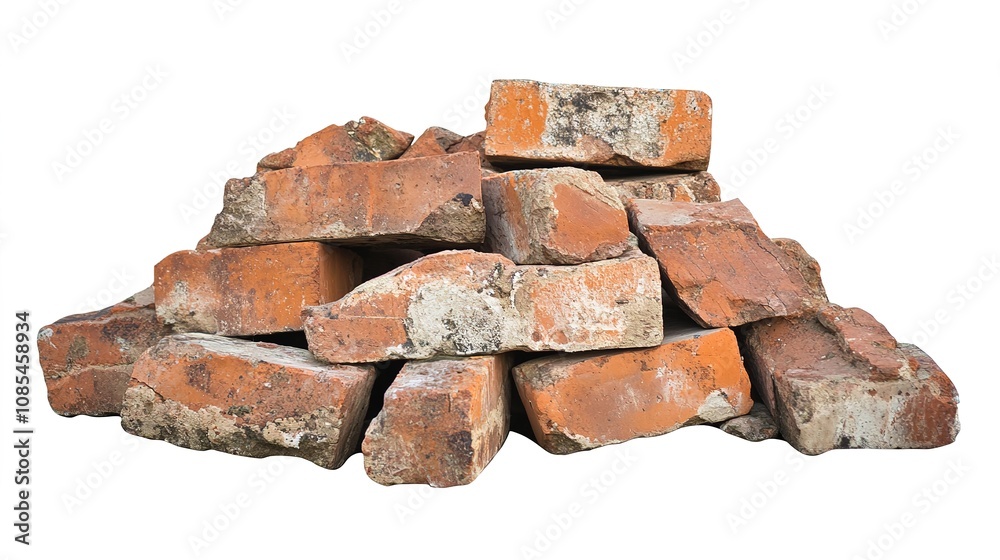 Isolated Old Brick Element on White Background, Perfect for PNG Use in Vintage, Rustic, or Construction-Themed Designs Isolated Old Brick Element on White Background, Perfect for PNG Use in Vintage, Rustic, or Construction-Themed Designs
