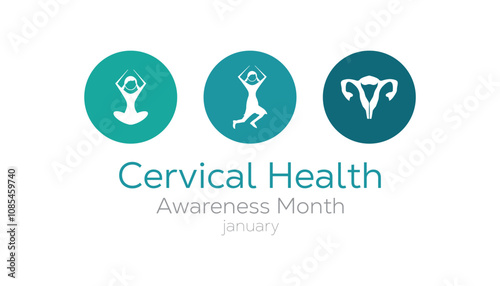Cervical Health Awareness Month observed each year during January. Healthcare Medical Awareness  concept. Vector template for banner, greeting card, poster with background.