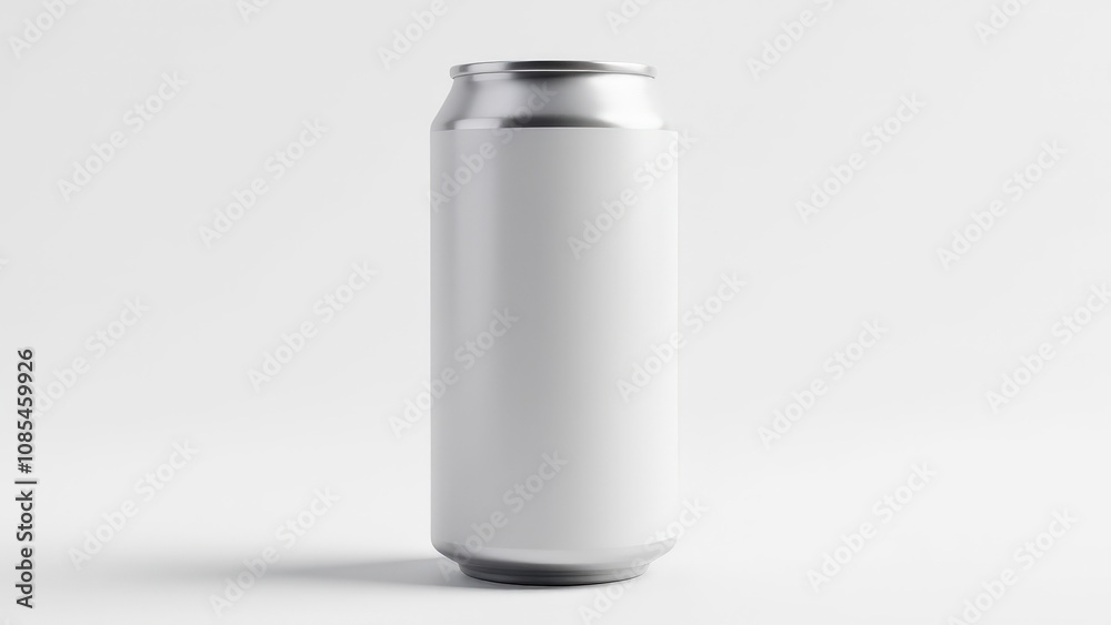 Aluminum soda can mockup with a sleek, reflective metallic finish and smooth blank surface, perfect for showcasing branding designs on a white background. Aluminum soda can mockup with a sleek, reflective metallic finish and smooth blank surface, perfect for showcasing branding designs on a white background.