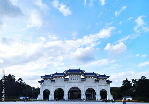 Taipei City,Taiwan-11.13.2022:Chiang Kai Shek memorial hall on a sunny day. Taipei city, Taiwan.