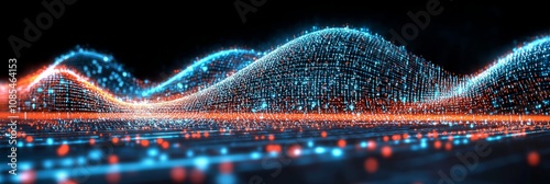 Abstract Digital Landscape. Big Data Visualization, Network Connection, Technology Background.