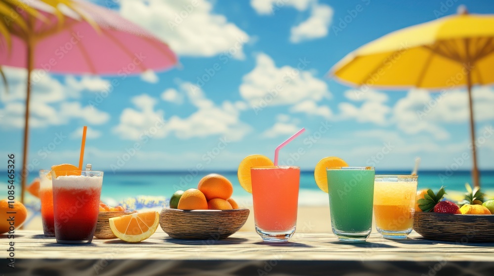 Fototapeta premium Tropical Cocktails on Beach