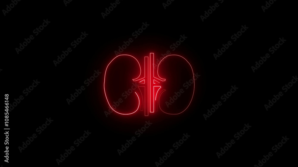abstract glowing neon line Human kidney icon various color isolated on a black background. abstract glowing neon line Human kidney icon various color isolated on a black background.