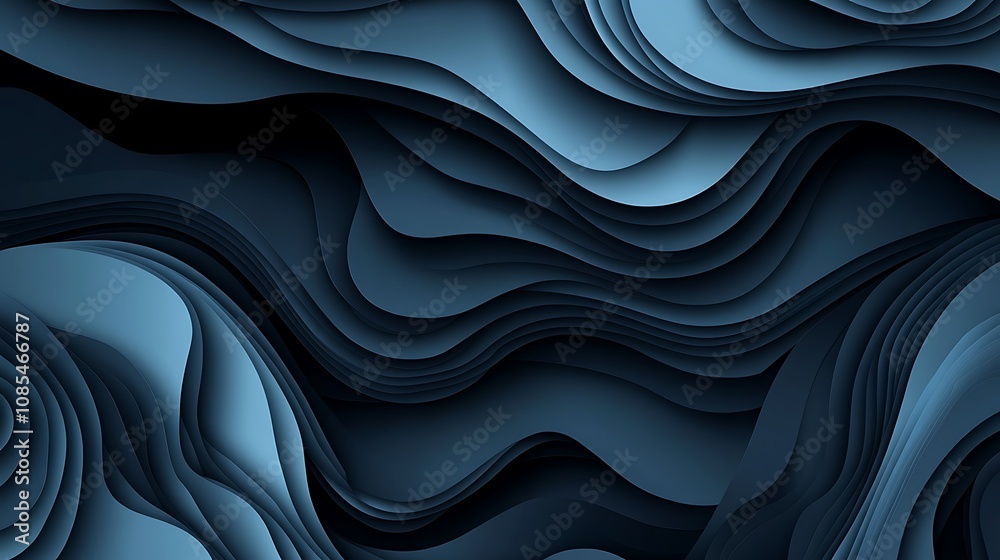 Abstract background with wavy lines in shades of blue and black.