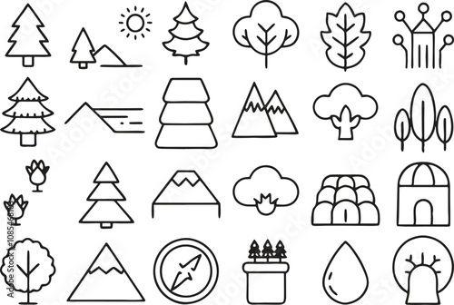 set of camping icons vector
