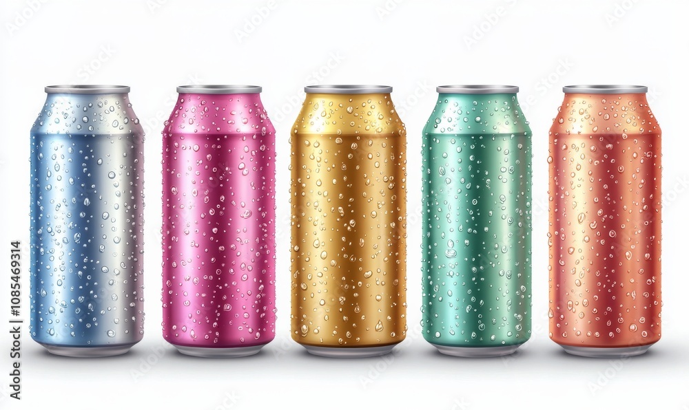 Realistic metal cans. Aluminum soda and lemonade cans with water drops, energy drink blank mockup. Vector isolated set canned beverages with water condensation on white background Realistic metal cans. Aluminum soda and lemonade cans with water drops, energy drink blank mockup. Vector isolated set canned beverages with water condensation on white background