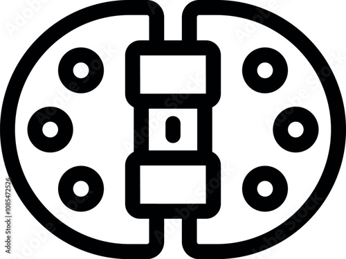 Door hinge connecting two parts, featuring screws and holes, in outline icon style