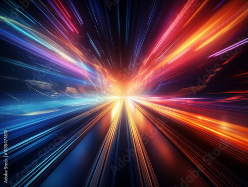 Attractive Abstract digital art composition featuring vibrant and colorful lines in varying shades