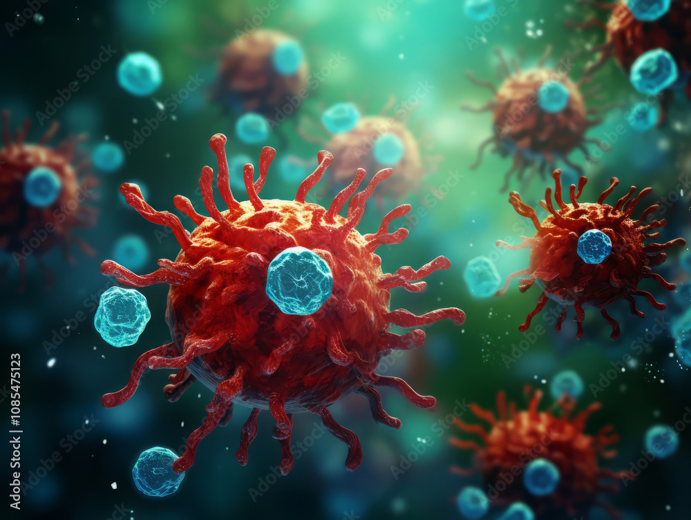 Fototapeta premium Gorgious Coronavirus covid-19 virus cell background with text space