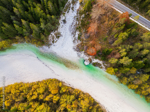 Aerial view of Lago di Cade del Predil photo