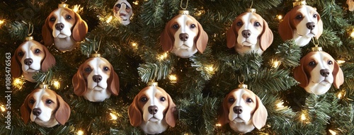 Charming Christmas tree adorned with Basset Hound ornaments celebrating the festive spirit of the holiday season photo