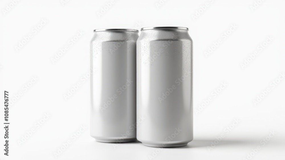 Professional soda can mockup showcasing two cans, one matte and one condensation-covered, ideal for drink design branding. Professional soda can mockup showcasing two cans, one matte and one condensation-covered, ideal for drink design branding.