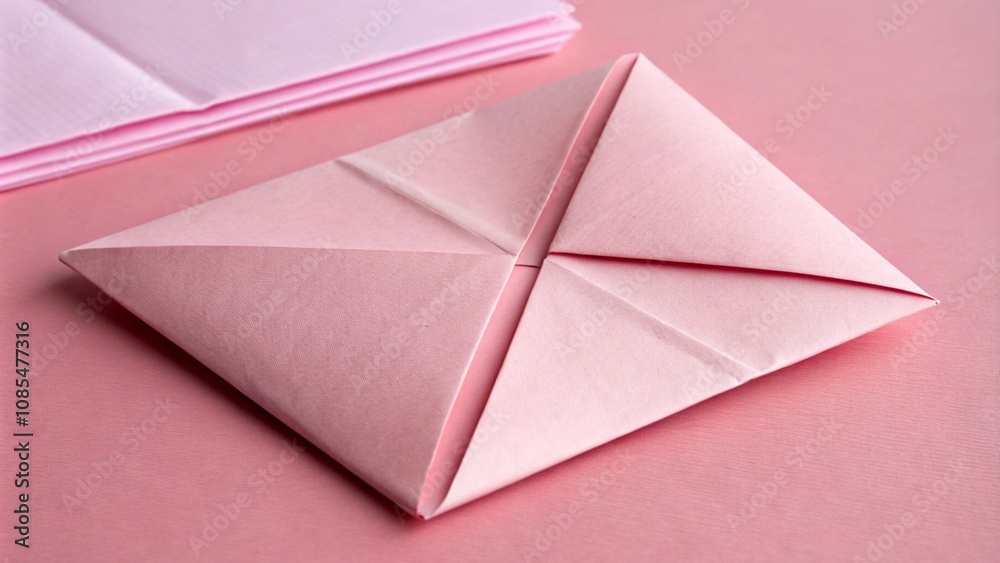 folded pink paper against a pink backdrop. folded pink paper against a pink backdrop.