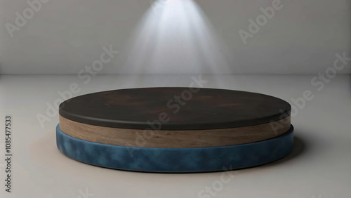 Warm lighting and a layered podium design make this space perfect for presentations.