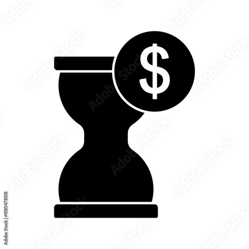 time with money icon, hourglass and dollar coin, deferred cash or capital profit, economic process, affluence loan, thin line symbol - editable stroke vector illustration