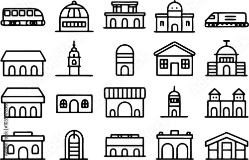 set of icons of houses