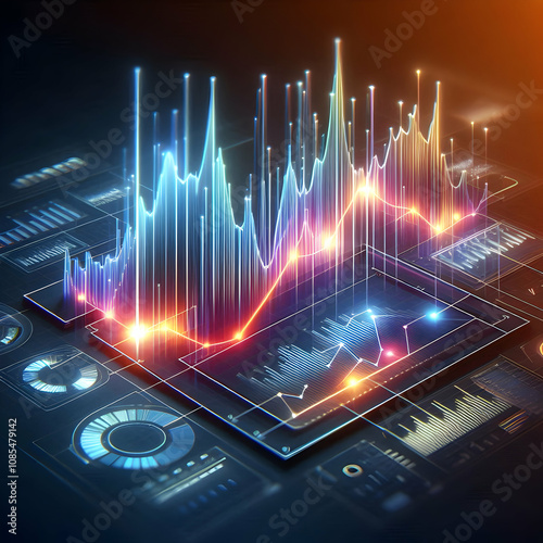 Line chart with glowing gradient trendline concept as A sleek line chart with a glowing gradient trendline representing cutting edge financial data analytics in  Photo Stock  Concept  photo