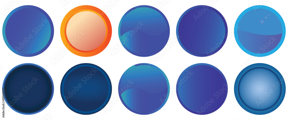 Set of Glossy circle buttons sign for web, 3d round click button icons. spheres and ball set, emblem Badge, Game button illustration. Vector empty web ui round button collection. Set of Glossy circle buttons sign for web, 3d round click button icons. spheres and ball set, emblem Badge, Game button illustration. Vector empty web ui round button collection.