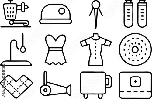 set of vector icons for sewing