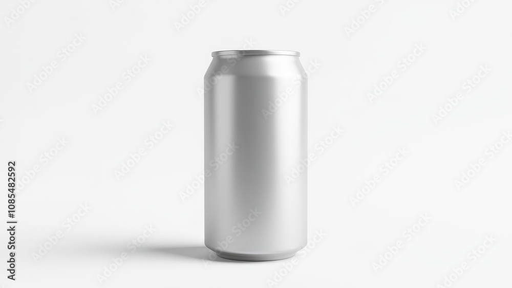 Aluminum soda can mockup showcasing a plain, short can design with a smooth metallic finish, perfect for label and branding displays. Aluminum soda can mockup showcasing a plain, short can design with a smooth metallic finish, perfect for label and branding displays.