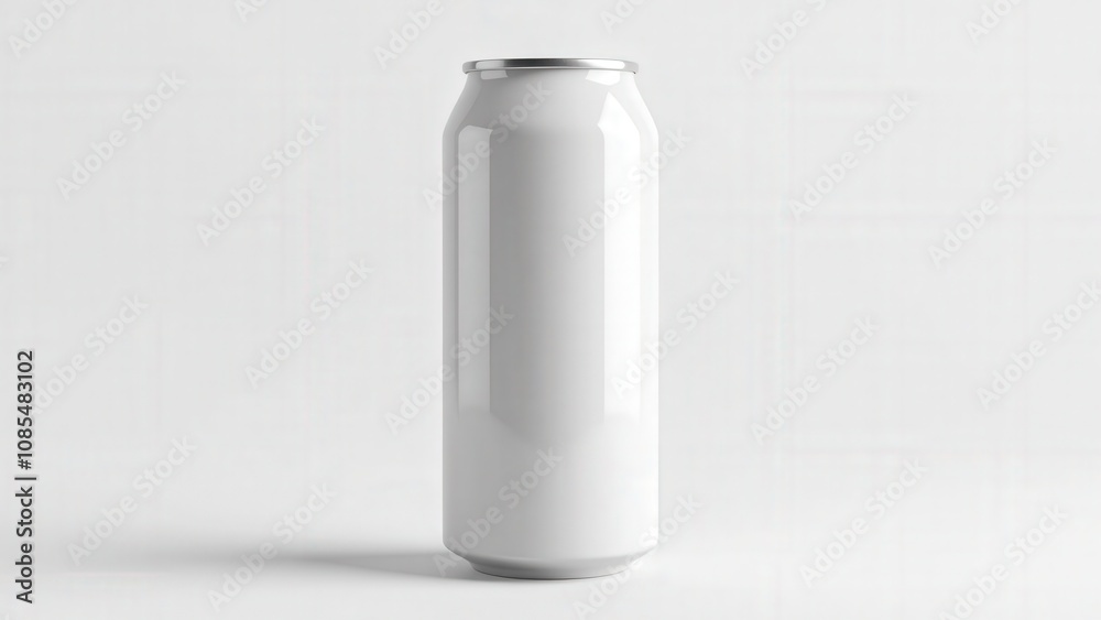 Short soda can mockup with a plain metallic surface, clean highlights, and minimalist design, isolated on a white background for branding.