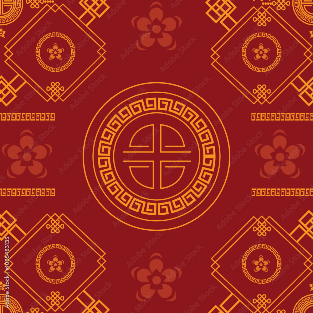  vector illustration of backgrounds with red chinese pattern