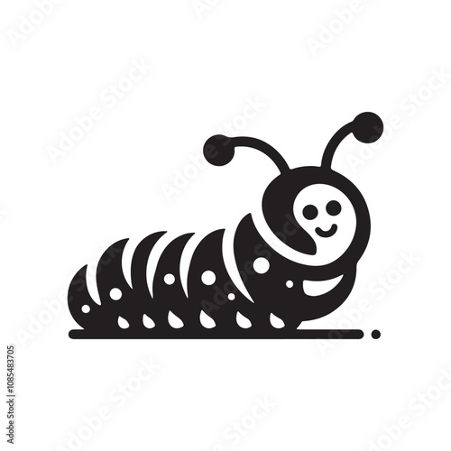 Design a Caterpillar crawling icon isolated on white background