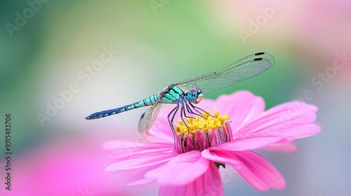 Dragonfly on a Pink Flower