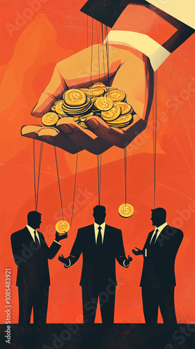 Conceptual Vector Artwork of Business Corruption, Greedy Corporate Control, and Financial Manipulation

 photo