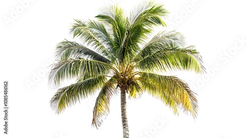 Lush Green Palm Tree Isolated on White Background AI Generated