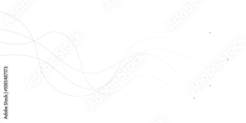 Abstract gray wave dynamic curve lines on transparent background with flowing particles. Digital energy waves technology concept. Modern backdrop design for business, presentation, banner.