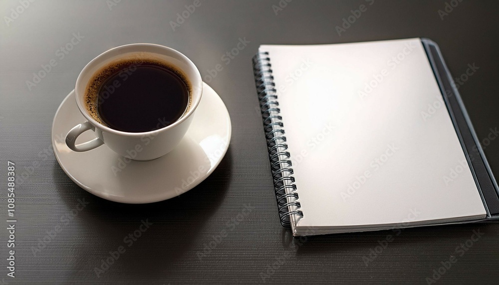 cup of coffee and notepad cup of coffee and notepad