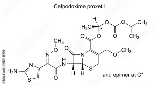 Chemical structure of cefpodoxime proxetil, drug substance
