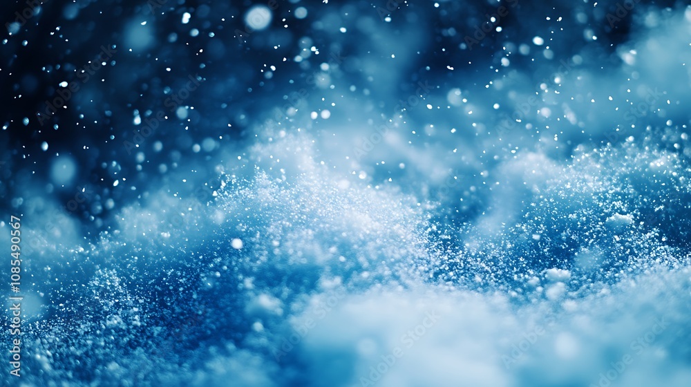 Obraz premium Abstract background of snow and falling snowflake particle bokeh blur