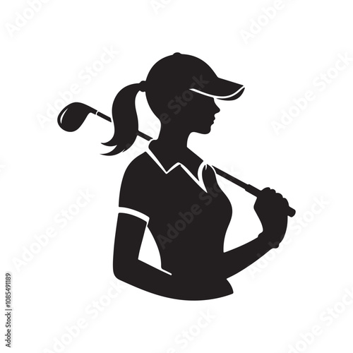minimal golf girl of a silhouette vector
