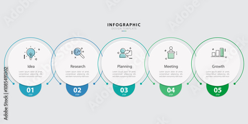 Timeline infographic template. 5 Step timeline journey, calendar Flat simple infographics design template. presentation graph. Business concept with 5 options, vector illustration.