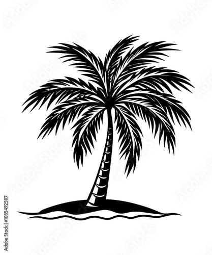 Black palm silhouettes. Tropical trees shadows. Variety beach palms with leaves. silhouette vector illustration