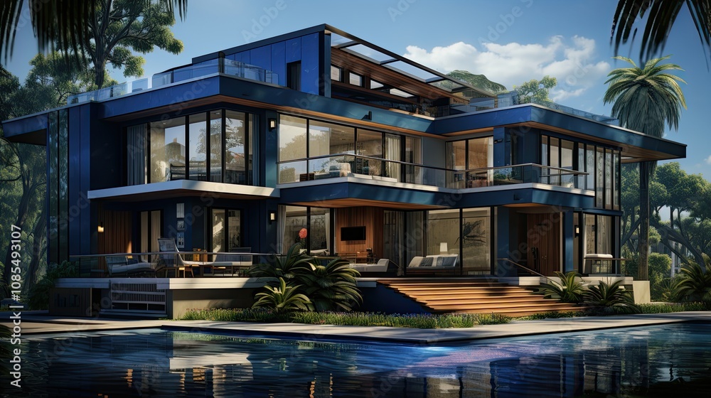 Illustration contemporary house hold UHD wallpaper Stock Illustration contemporary house hold UHD wallpaper Stock