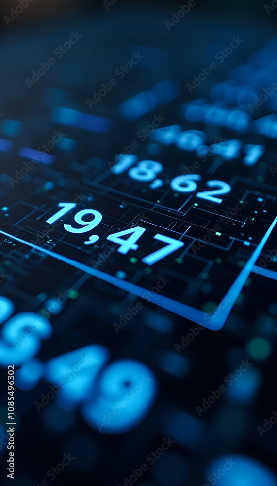 Abstract background with glowing digital numbers Abstract background with glowing digital numbers