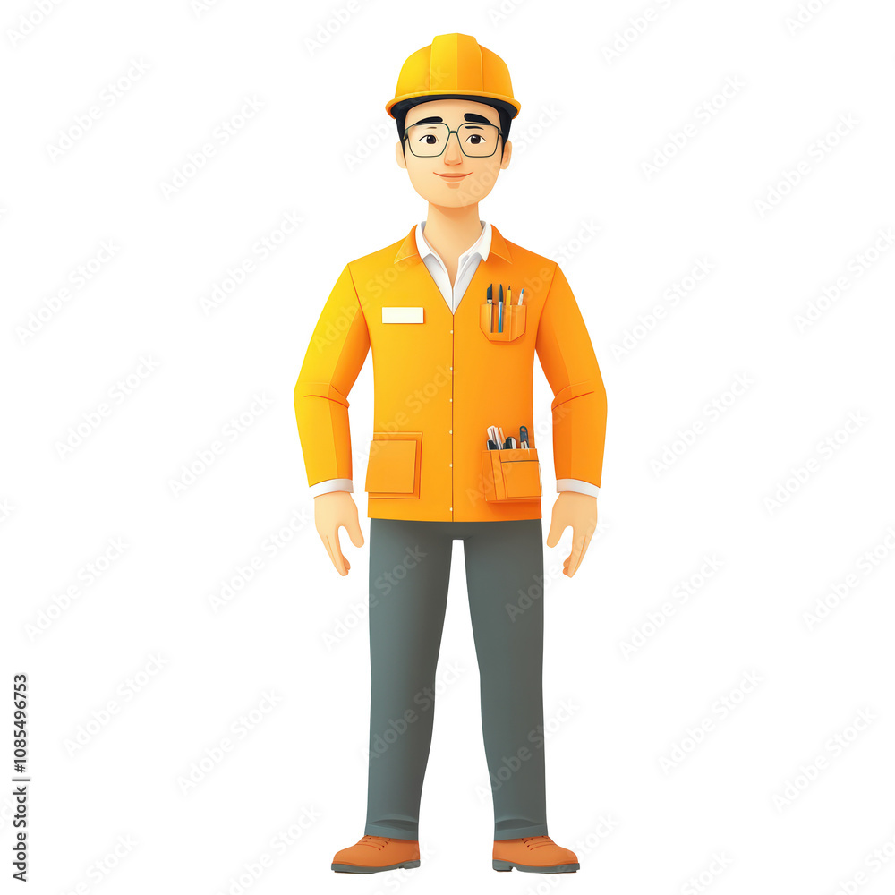 Set of full body of Asian engineer on transparency background PNG Set of full body of Asian engineer on transparency background PNG