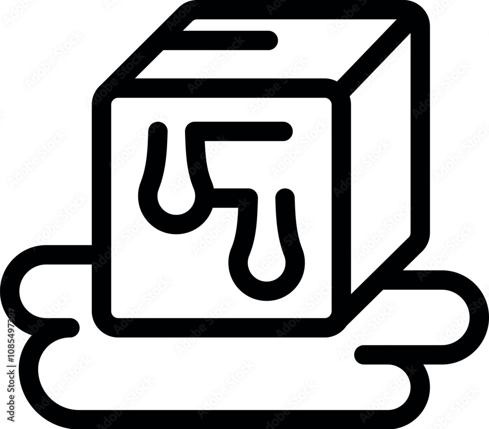 Ice cube melting, forming a puddle of water, representing concepts like global warming, temperature change, and the passing of time Ice cube melting, forming a puddle of water, representing concepts like global warming, temperature change, and the passing of time