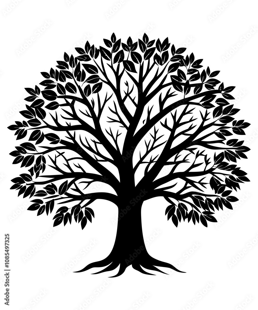 Obraz premium Black Silhouette Tree Vector. Forest Vector illustration