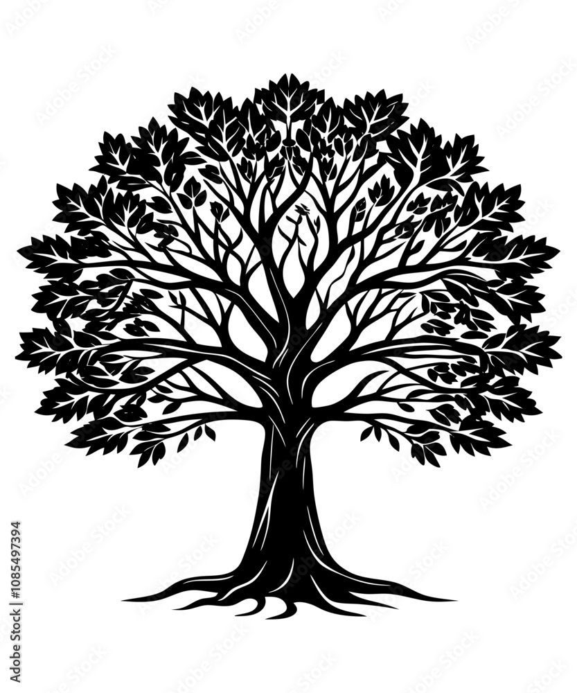 Obraz premium Black Silhouette Tree Vector. Forest Vector illustration