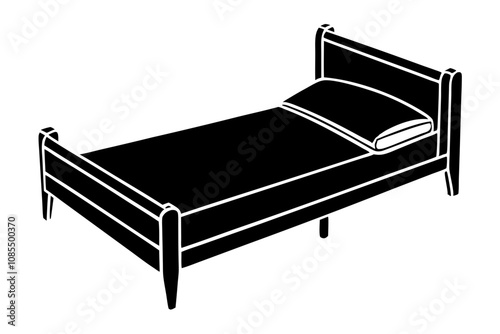 Bed vector icon with bedspread isolated on white background. Bed silhouette icon vector illustration design.