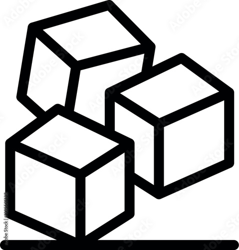 Three sugar cubes are balancing delicately on a surface, representing sweetness, baking, and culinary delights