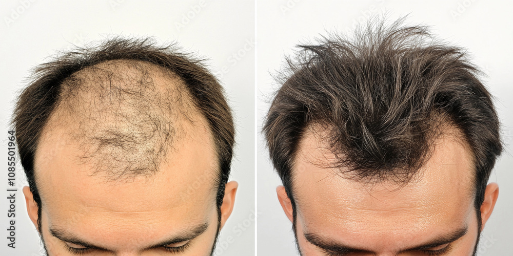 Transformation of hair loss to full hair growth in one man Transformation of hair loss to full hair growth in one man