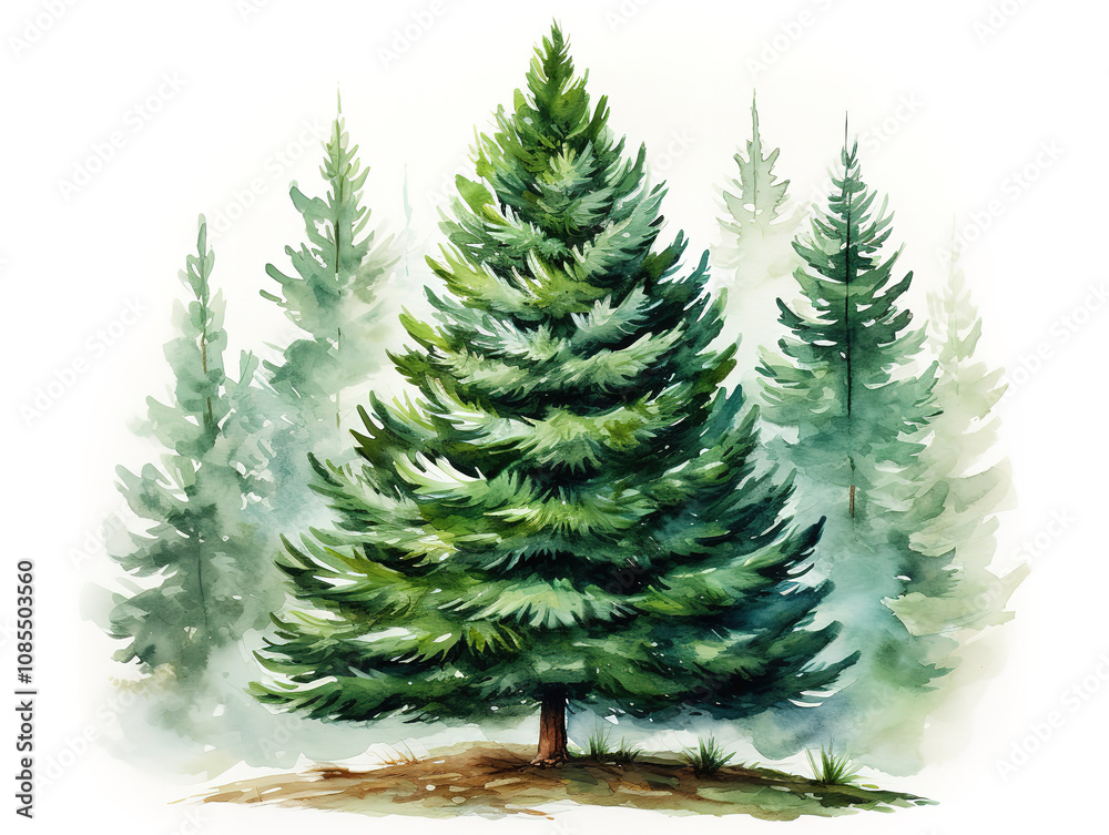 Obraz premium Gorgious Christmas Tree Illustration Merry Christmas and Happy New year concept