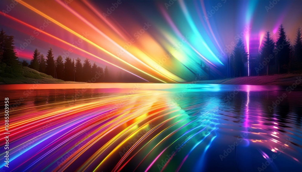 a captivating view with vibrant lights reflecting off a surface creating an abstract spectrum the shimmering glow and dynamic colors evoke a sense of wonder a captivating view with vibrant lights reflecting off a surface creating an abstract spectrum the shimmering glow and dynamic colors evoke a sense of wonder