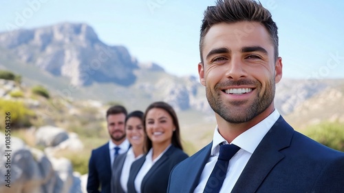 Confident Businessman Leading His Successful Business Team